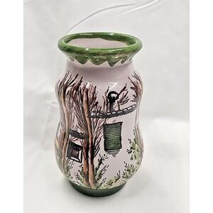 Hand Painted Art Pottery Terracota Bud Vase 4.5"